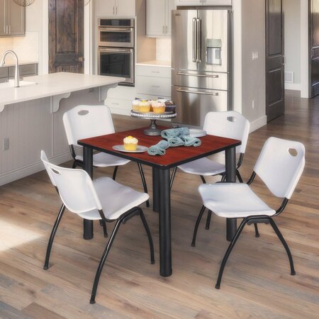 KEE Square Tables > Breakroom Tables > Kee Square Table & Chair Sets, 36 W, 36 L, 29 H, Cherry TB3636CHBPBK47GY